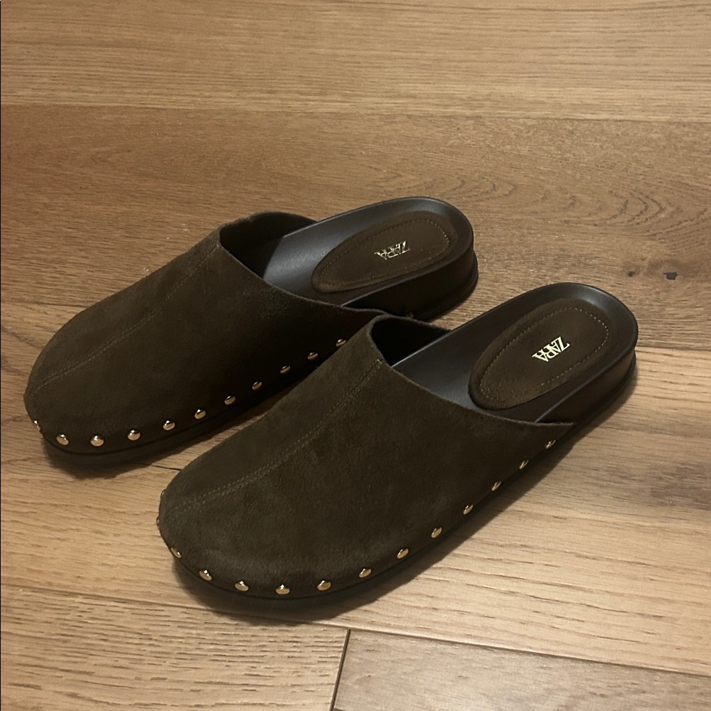 Zara Brown Suede Slip-On Shoes